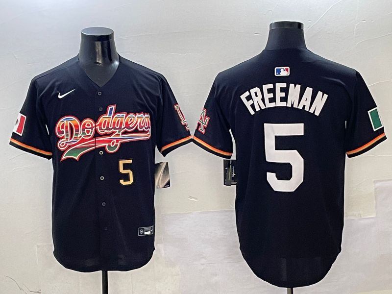 Men Los Angeles Dodgers #5 Freeman Black rainbow Nike 2025 MLB Jersey style 3->los angeles dodgers->MLB Jersey